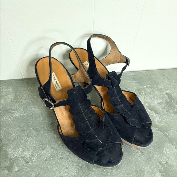 Paul Green suede leather ankle strap heels black size 6.5 women’s - Picture 1 of 8